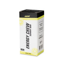 4Energy Energy Chew Box - 6 x 30 g Zitronen- und Limettengeschmack, transluzenter gelber segmentierter Gummiriegel mit Zitronenverpackung auf weißem Hintergrund.