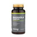 4Endurance Pro Rhodiola Complex - 60 Kapseln Flasche mit goldenem Verschluss, grünem Etikettstreifen, schwarz-goldenem Design auf weißem Hintergrund.