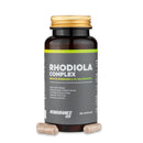 4Endurance Pro Rhodiola Complex - 60 Kapseln Flasche mit goldenem Verschluss, grünem Etikettstreifen, schwarz-goldenem Design auf weißem Hintergrund.