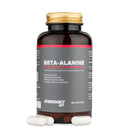 4Endurance Pro Beta-alanine - 60 Kapseln Packung, weiße Flasche mit schwarzem Deckel und rot hervorgehobenem Etikett auf weißem Hintergrund.