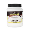 4Energy Hydro BCAA - 300 g Limettengeschmack, weißer Behälter mit schwarzem Deckel, Etikett mit Zitronen- und Kokosnussabbildungen, Angaben zu zitrischen Hydrationsvorteilen.