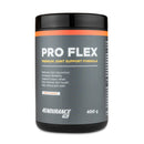 4Endurance Pro Flex - 400 g Pfirsichgeschmack, schwarzer Behälter mit grauem Etikett, orangefarbenem Streifen, listet Vorteile zur Gelenkunterstützung auf.