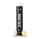 Nduranz Zero Drink - 20 Brausetabletten Zitrusgeschmack, schwarze zylindrische Tube mit weißem Deckel, pinker Kreis auf weißem Hintergrund.