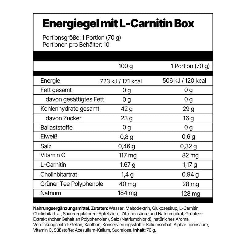 Energiegel mit L-Carnitin Box