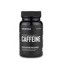 Nduranz Caffeine Capsules - 100 Kapseln, schwarze zylindrische Flasche mit geriffelter Kappe und Etikett mit der Angabe „50 mg Koffein pro Kapsel“.